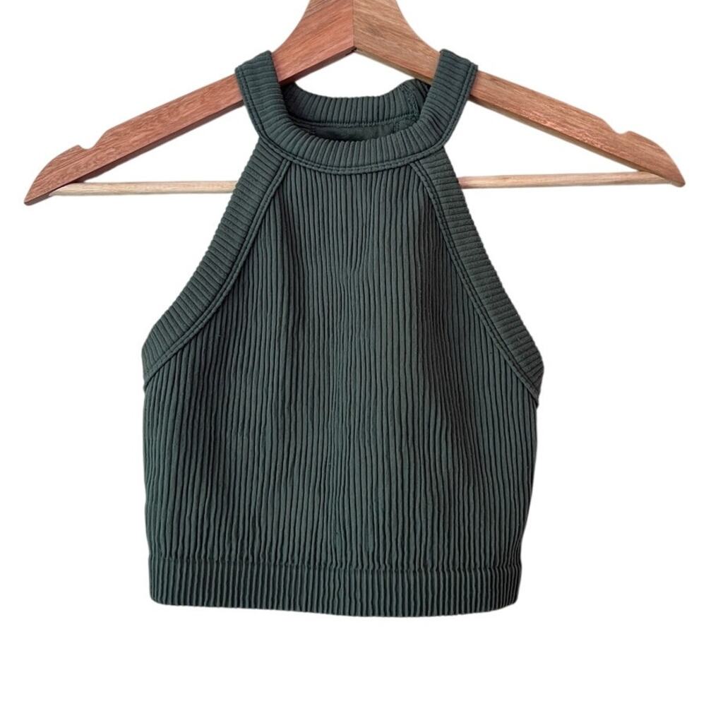 Cozy Comfy Aerie Sage Green Ribbed Crop Tank Top Size XS